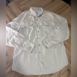 L.L. Bean Men's Light Beige Button-Up Field Shirt Jacket